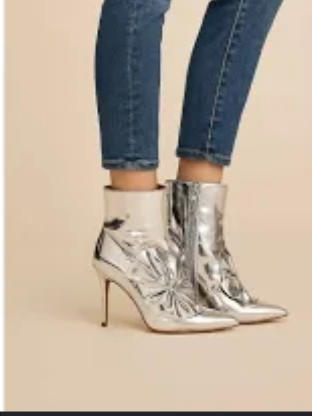 NIB Sam Edelman Metallic Silver Pointed-Toe Stiletto Ankle Bootie - SZ 10